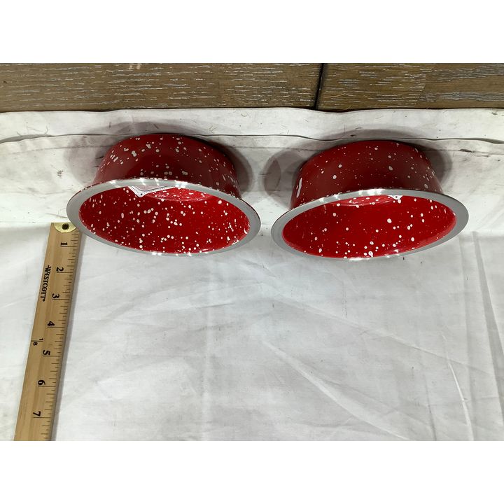 (2) Pet Champion Stainless Steel Camp Style Bowl (1.5Cup/12oz-Red)