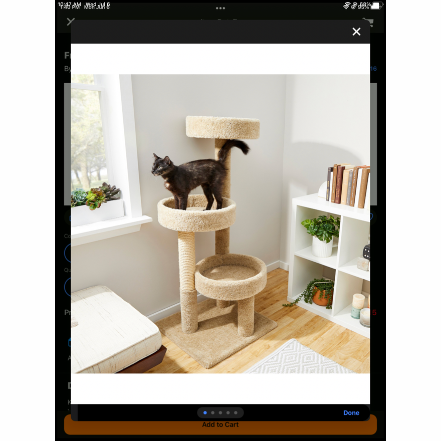 Frisco 50in Real Carpet Wooden Cat Tree Beige (22x22x50)
