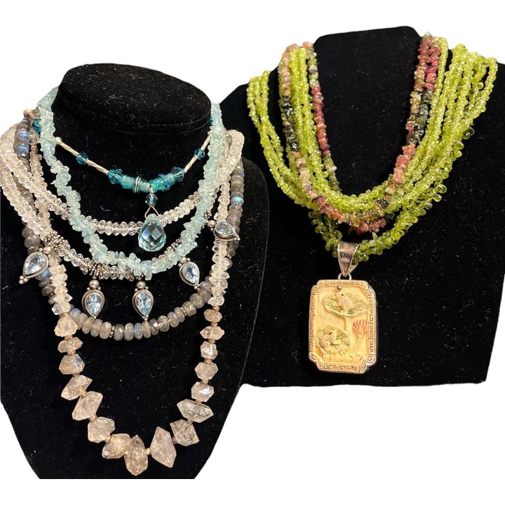 Sterling Silver and Beaded Gemstone Pendant Necklaces