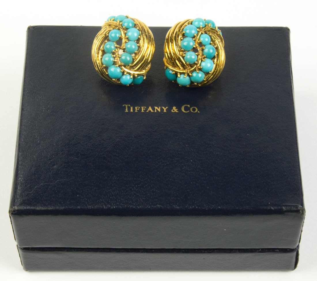 Tiffany & Co. turquoise and 18k yellow gold earrings