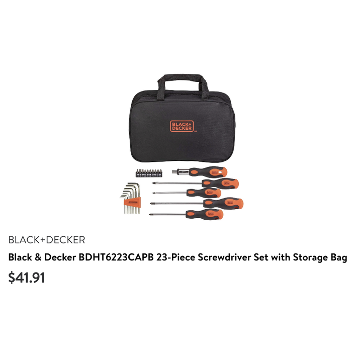 Black+Decker 23pc Screwdriver Set with Storage Bag