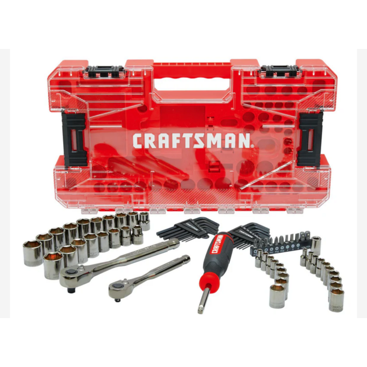 Craftsman 68pc Standard & Metric 1/4" & 3/8" Drive Gunmetal Chrome Mechanics Tool Set in Locking VersaStack Case