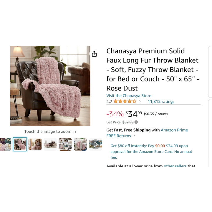 Chanasya Premium Solid Faux Long Fur Throw Blanket 50"x65" (Rose Dust)