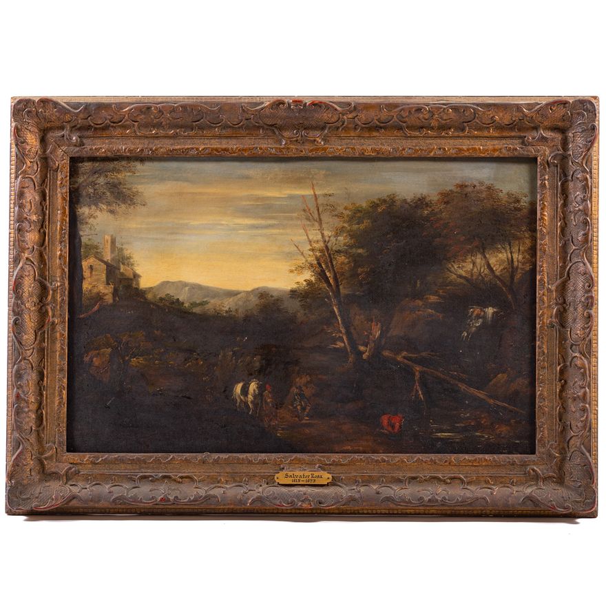 Attributed to Salvator Rosa. Landscape, oil