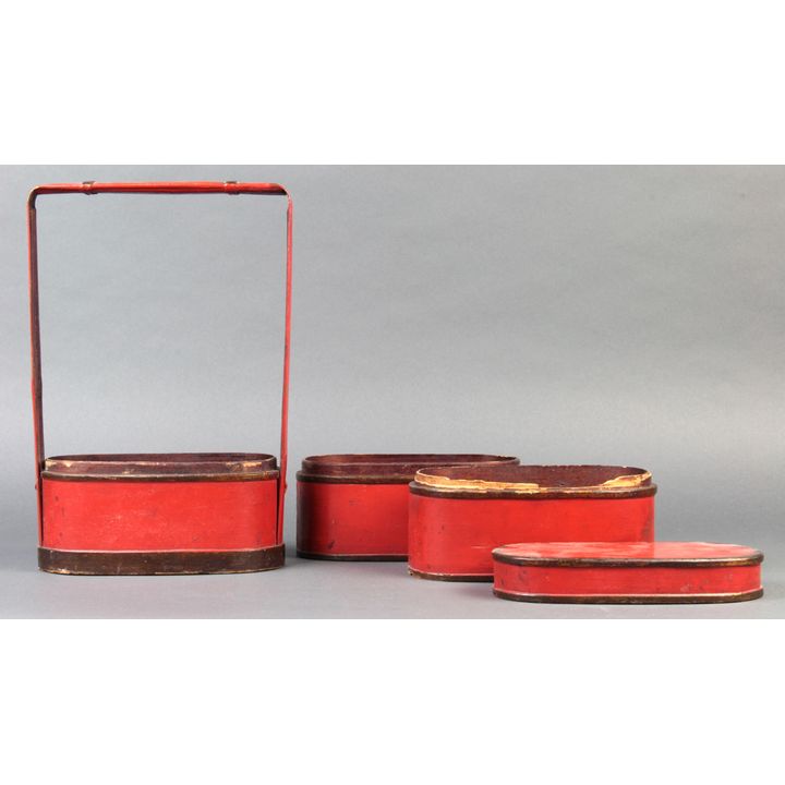 Japanese Lacquered Tray Table, Boxes