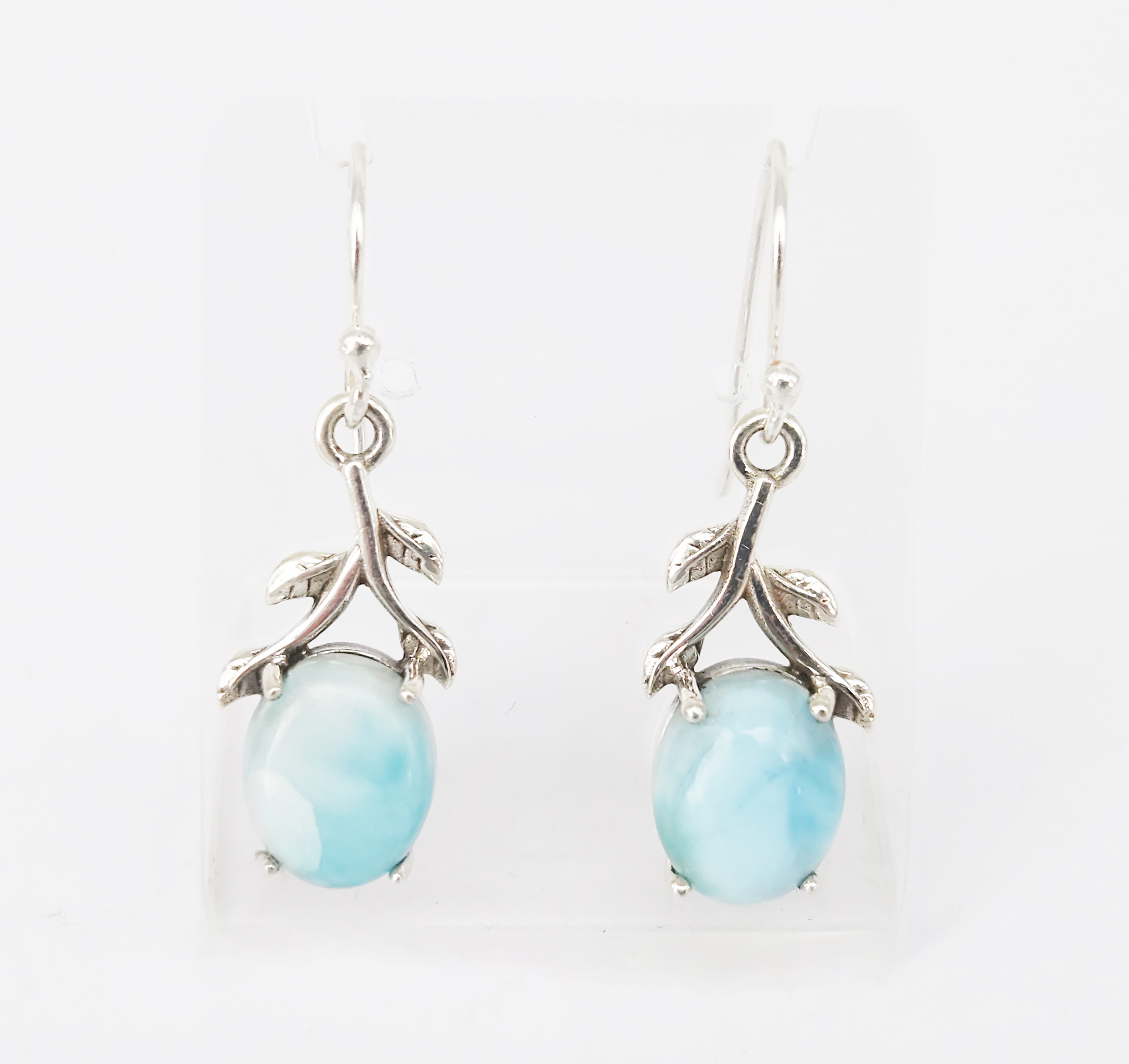 362 · A PAIR OF SILVER AND LARIMAR DROP EARRINGS