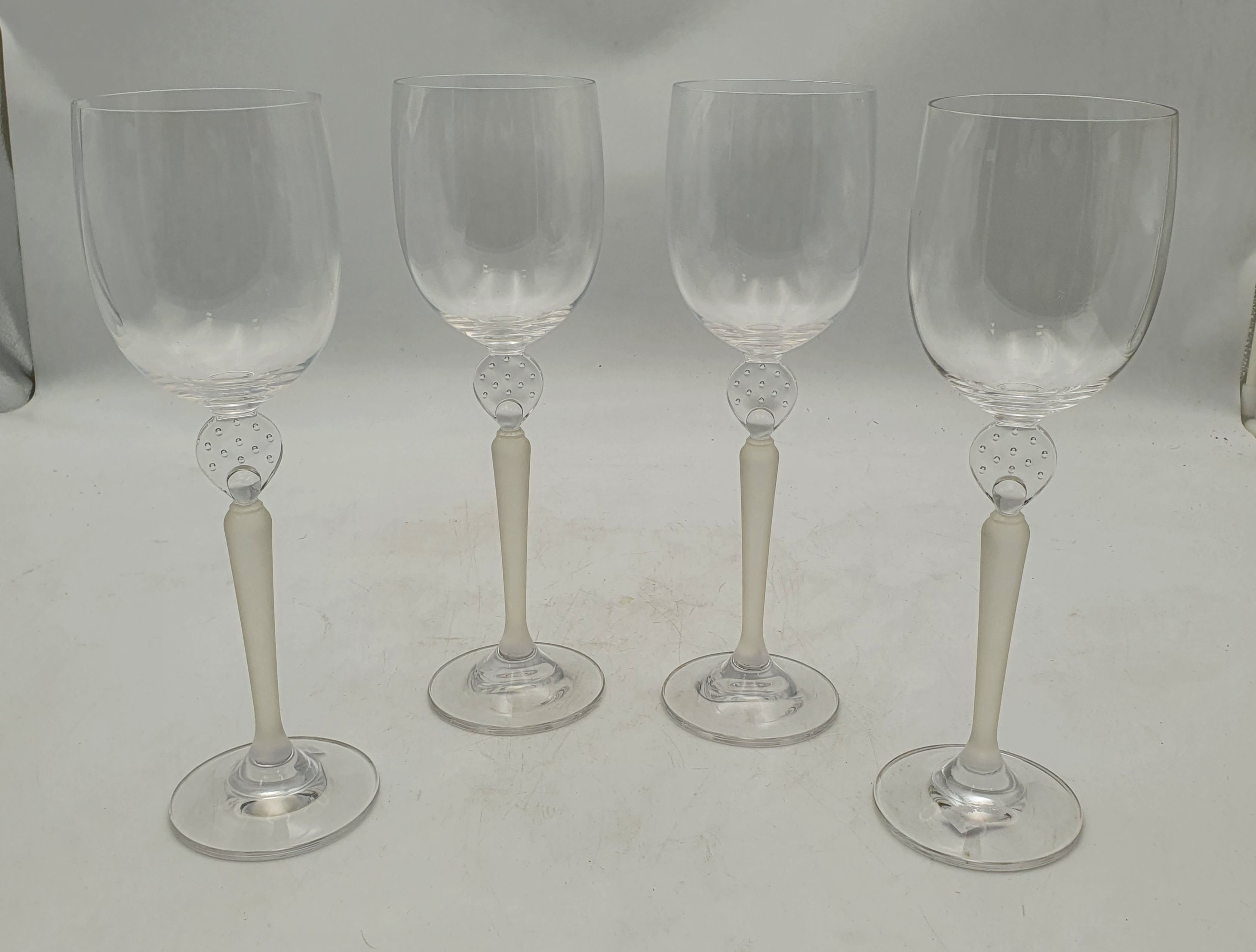 582 · FOUR VINTAGE MIKASA MOONLIGHT WINE GLASSES