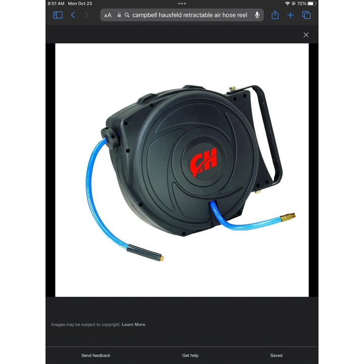 Campbell Hausfeld 3/8"x50ft PVC Retractable Air Hose Reel