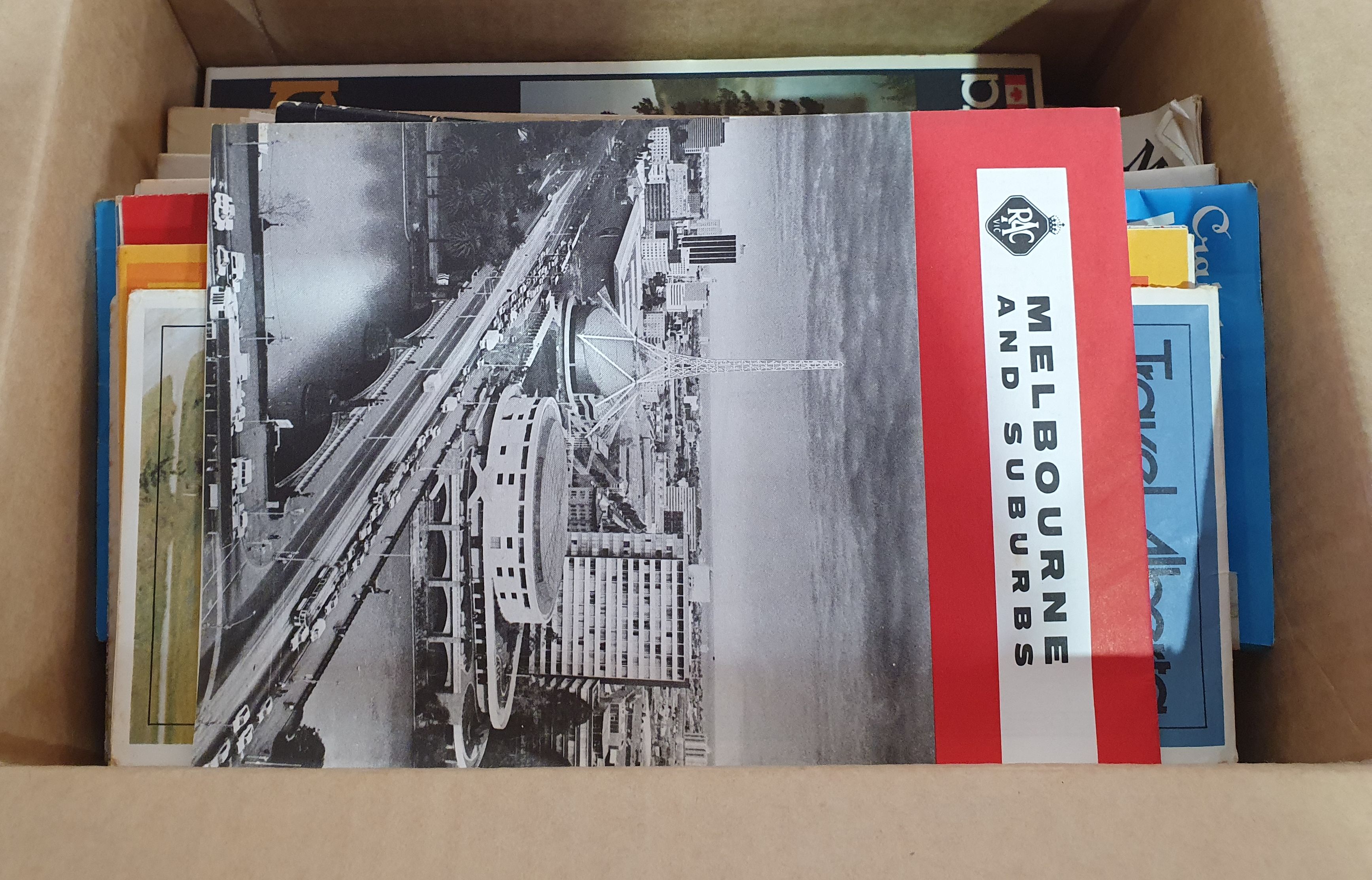 408 · A BOX OF VINTAGE ROAD MAPS
