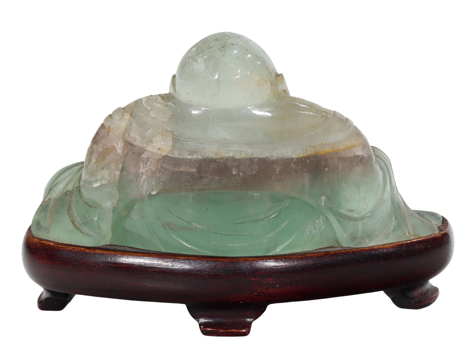 A Chinese fluorite figure of Budai with stand | Clars Auction Gallery