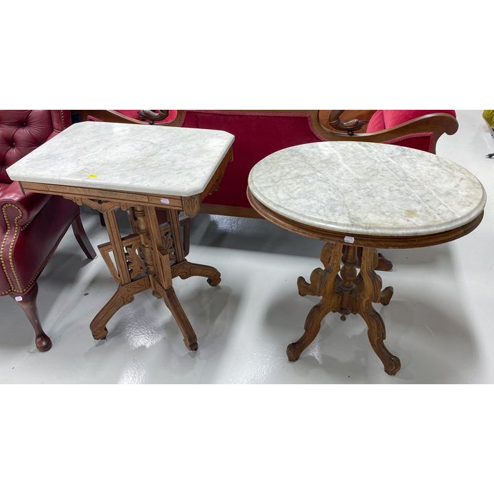 Two Renaissance Revival Marble Top Tables
