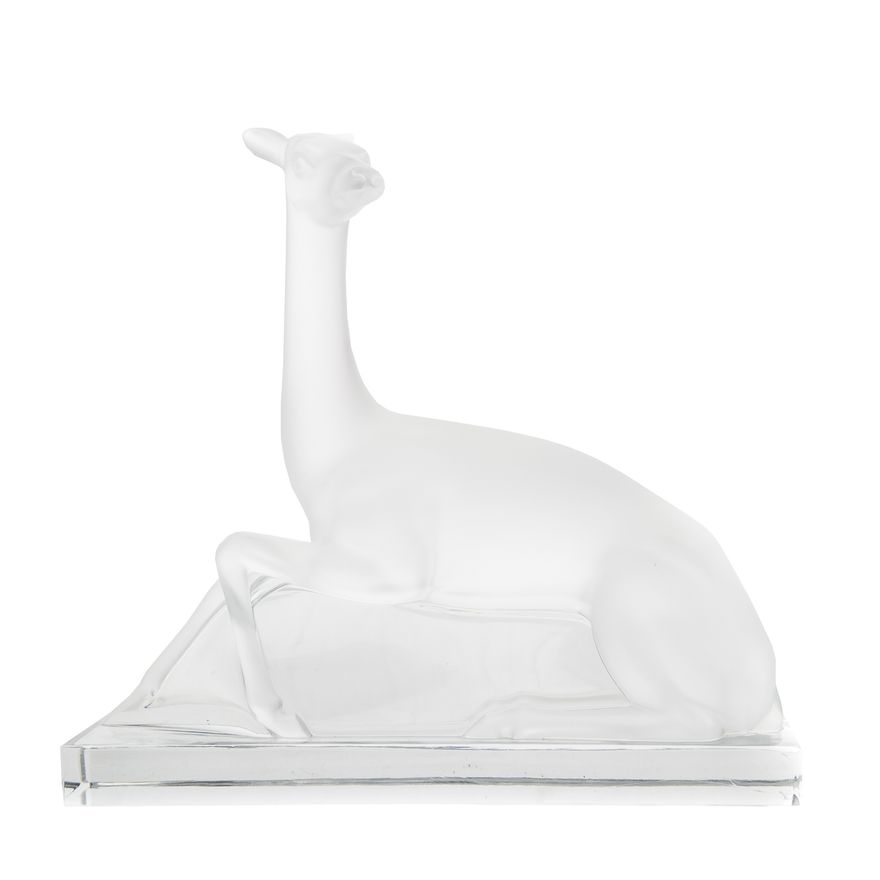 Lalique Partially Frosted Crystal Deer