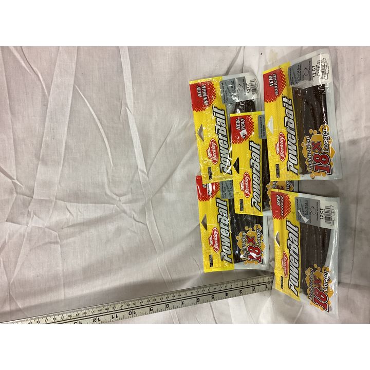 BUYING (5) Berkley Powerbait (12ct) 5.7'' Flute Worm- Chocolate Brown