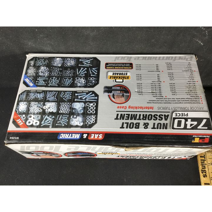 Performance Tool 740 Pc Nut & Bolt Assortment W/ Case