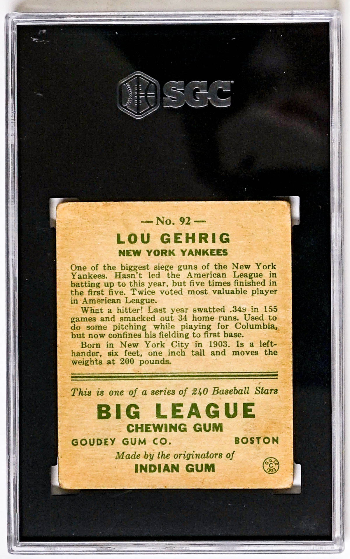 Circa-1933 Lou Gehrig jersey tops auction lineup at Grey Flannel