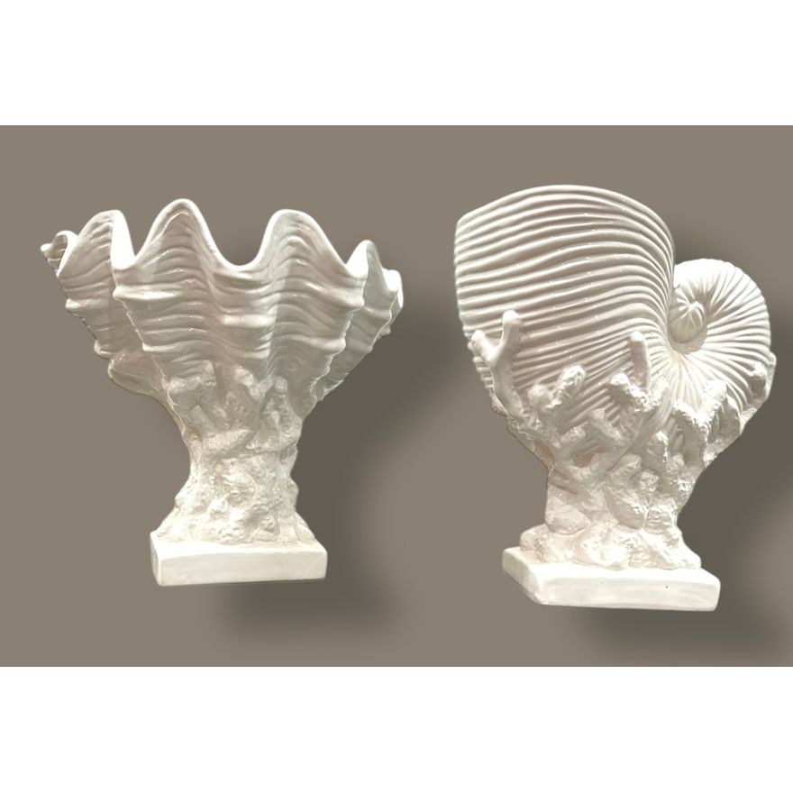 Pair Blanc De Chine Seashell Planters