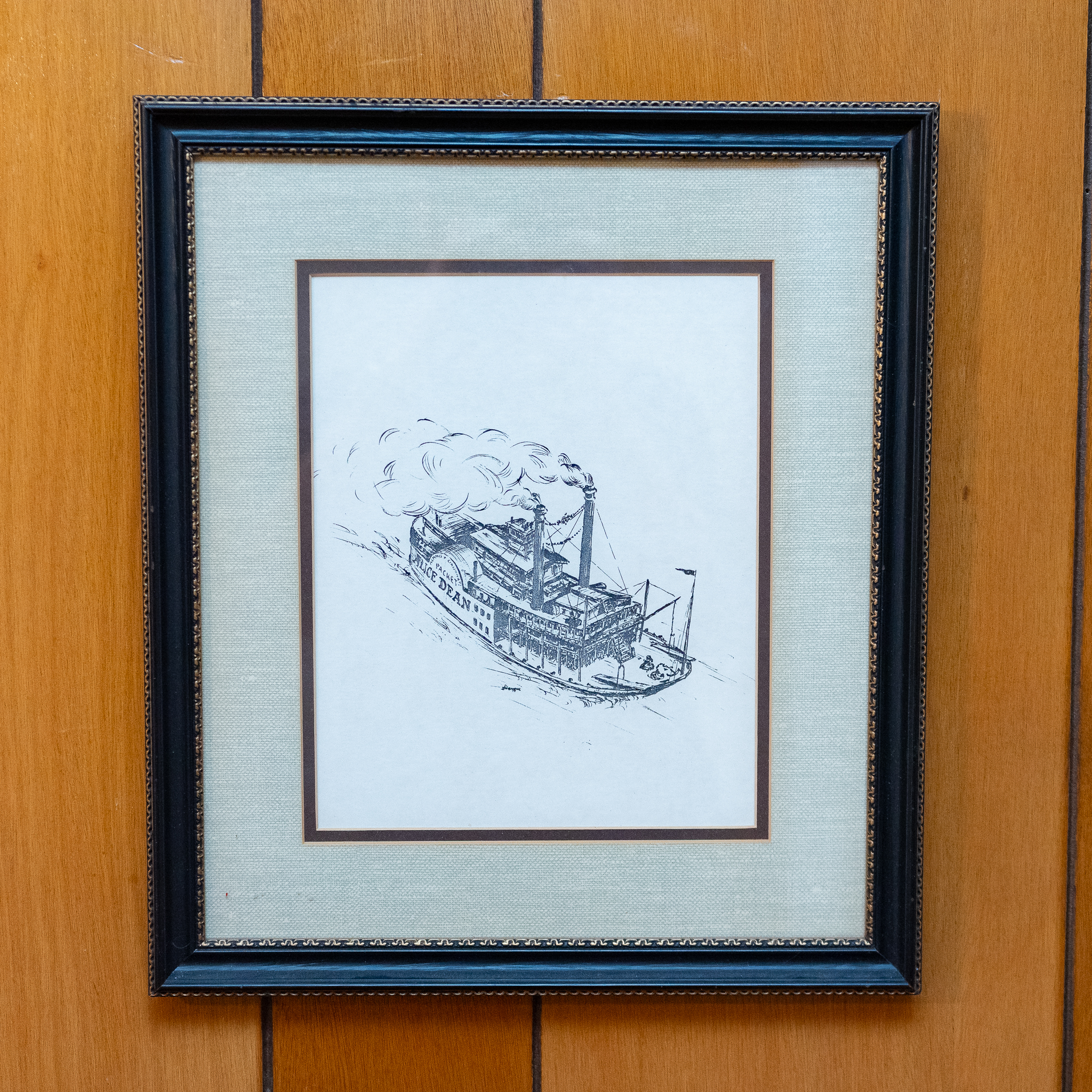Framed Alice Dean Steamboat Print and Piece of the Ship | Harritt Group ...
