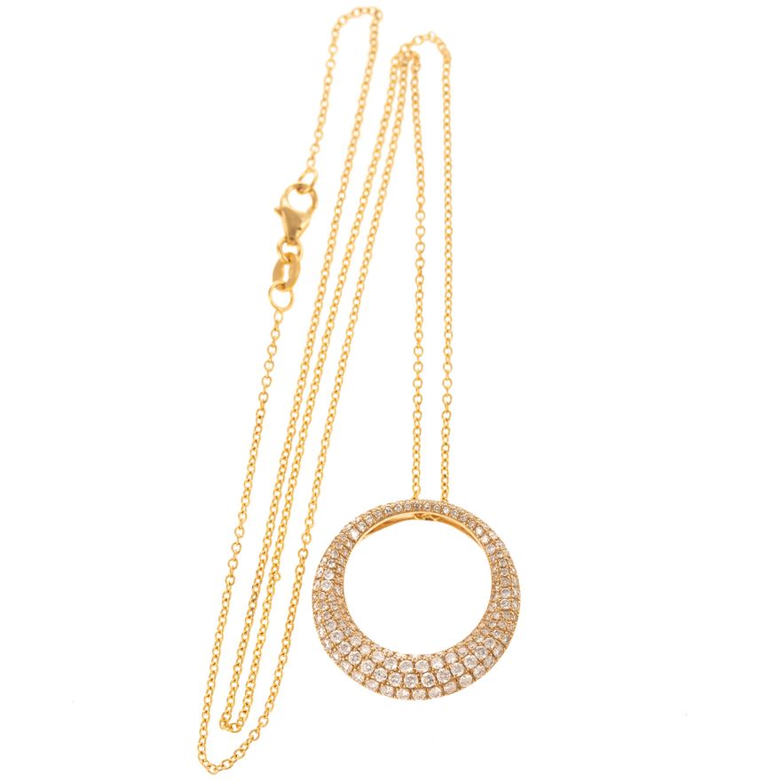 An Effy Pave Diamond Circle Pendant in 14K