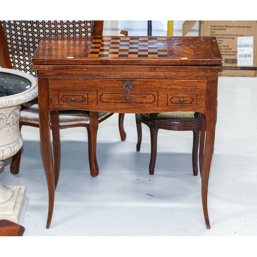 Antique Continental Mixed Wood Games Table