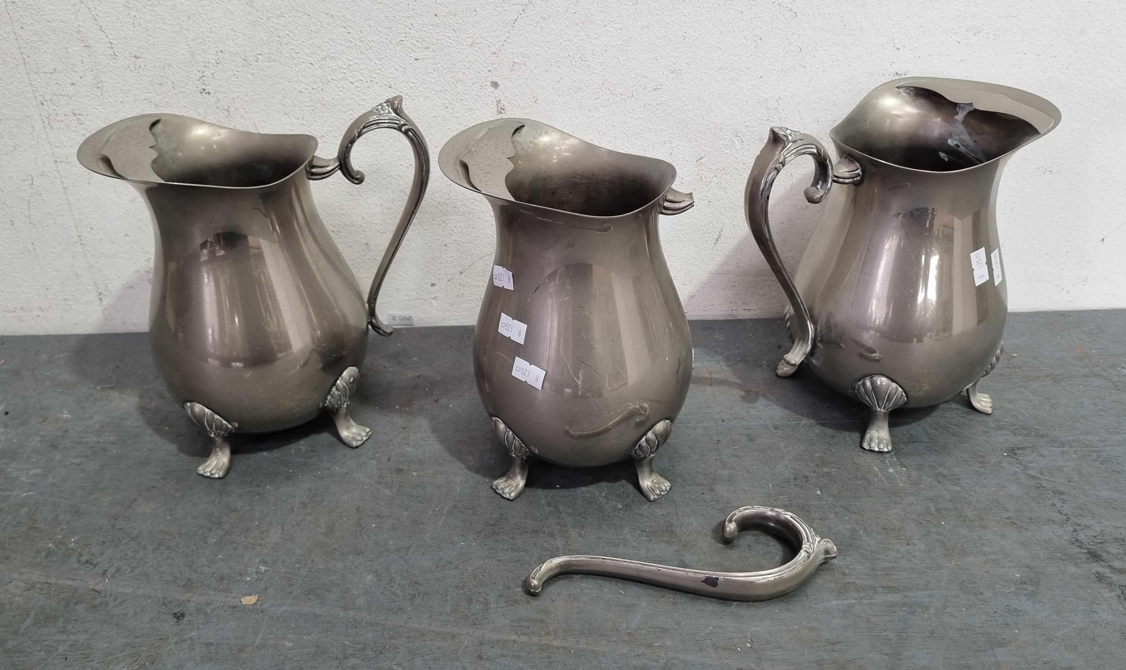 THREE SILVERPLATED JUGS