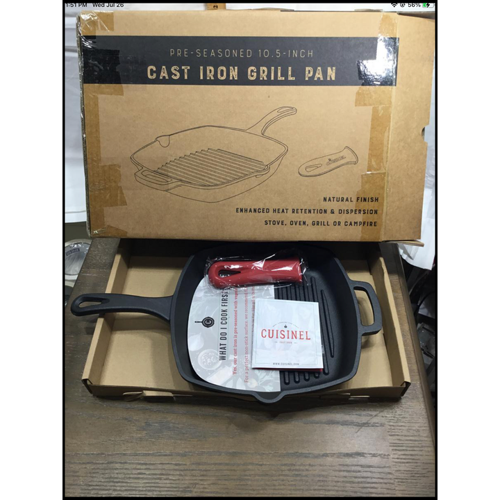 Cuisinel Pre-Seasoned 10.5" Cast Iron Grill Pan