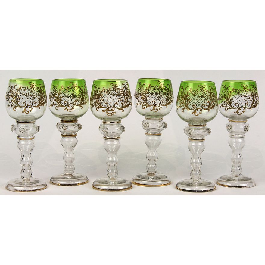 Moser partial gilt stemware group