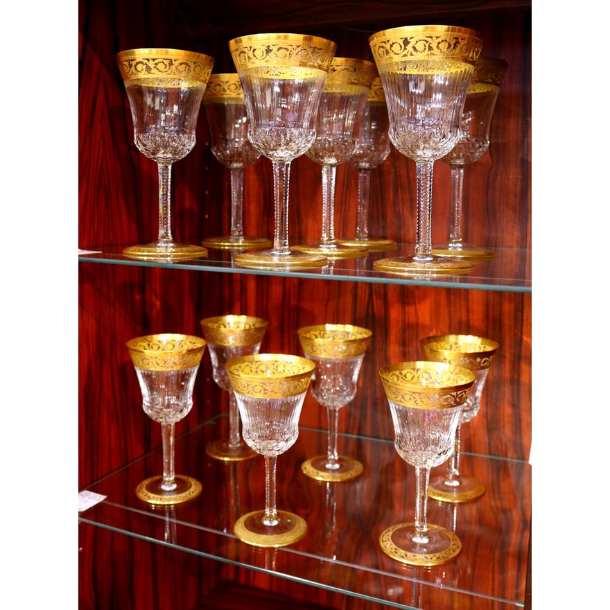 (lot of 13) Gilt rim stemware group