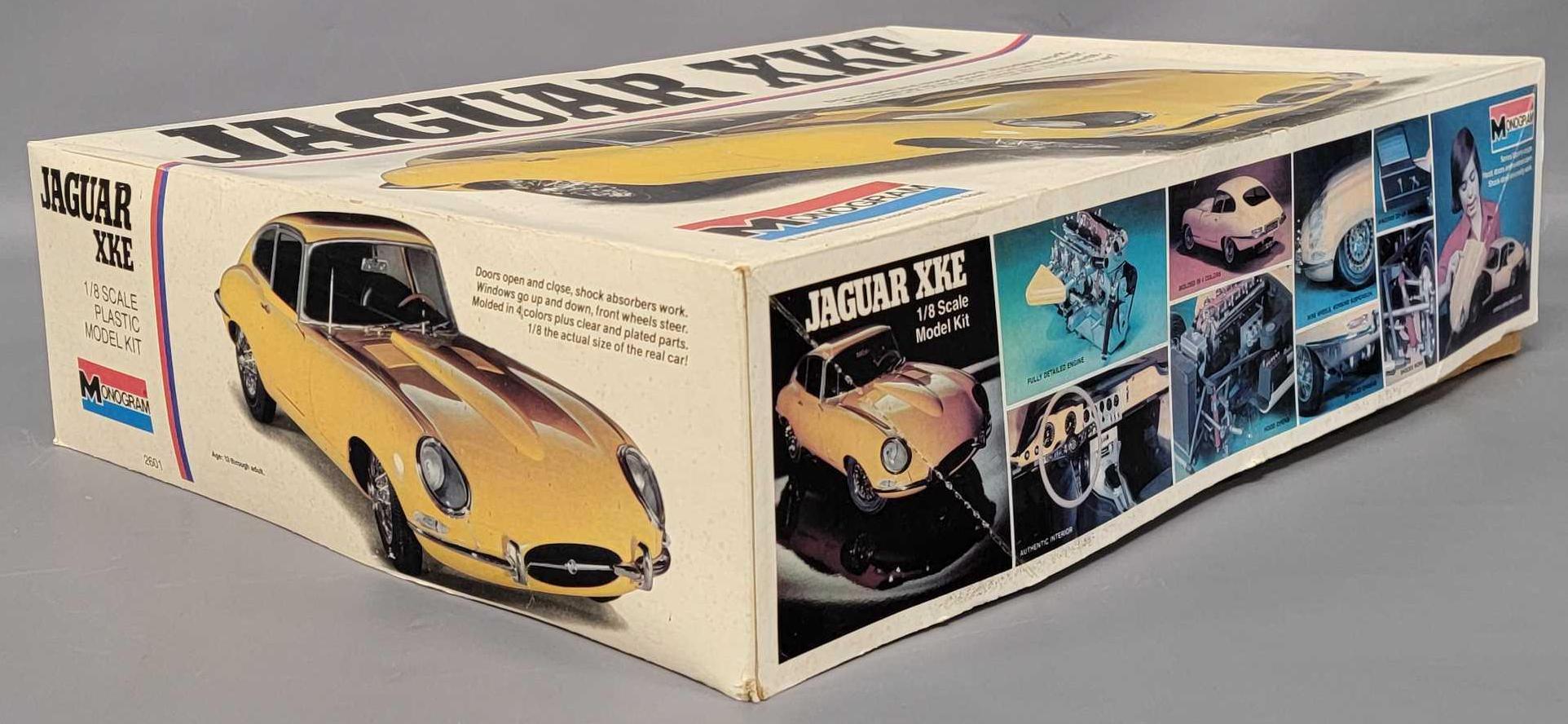 Monogram 1/8 scale Jaguar XKE model kit unbuilt in original box