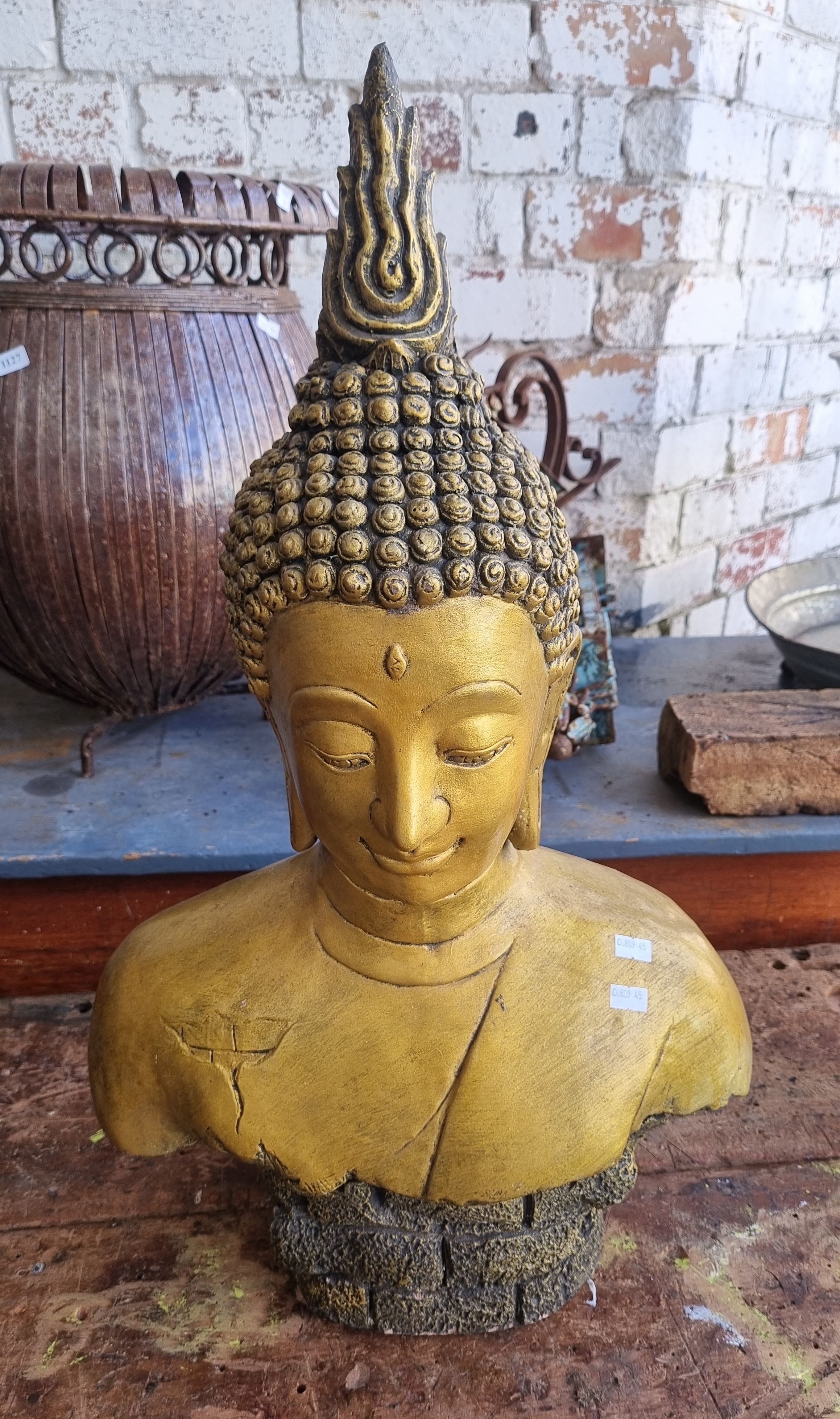 A Concrete Buddha Bust