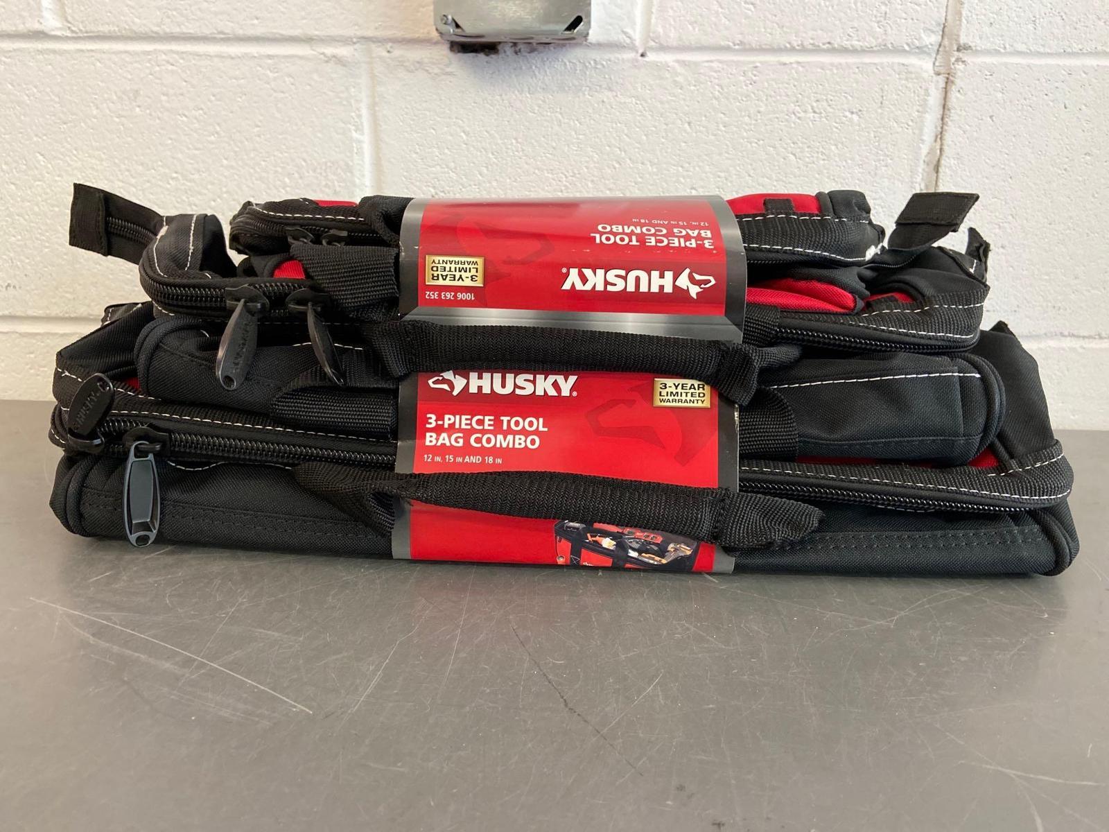 Husky 18 in., 15 in. and 12 in. Tool Bag Combo in Red 