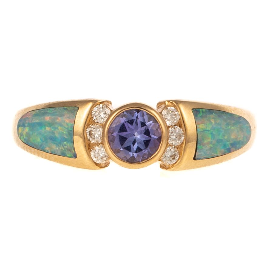 A Kabana Tanzanite & Opal Ring in 14K