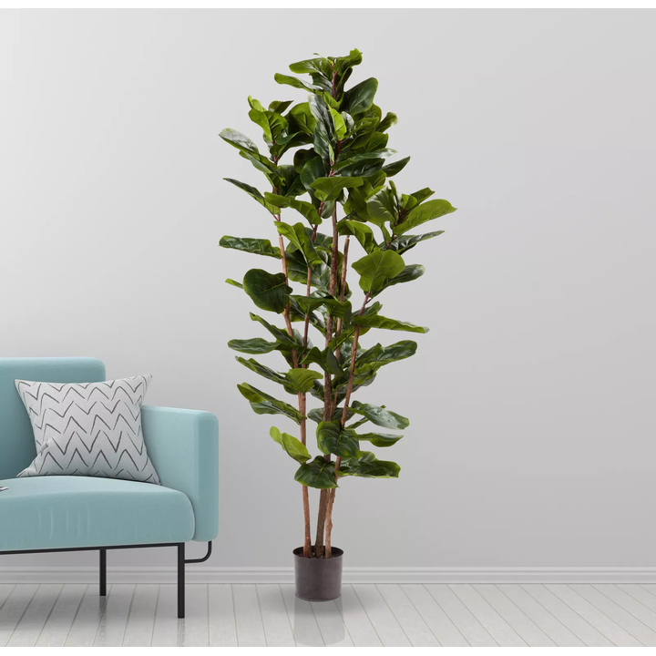 Pure Garden 6Ft Artificial Fiddle Leaf Fig Tree Faux Plant Natural Feel
