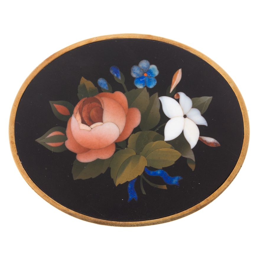 A Lady's Pietra Dura Victorian Floral Pin/Pendant