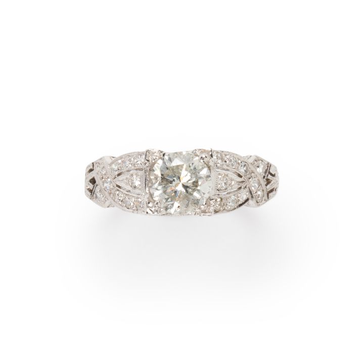 A diamond and platinum ring