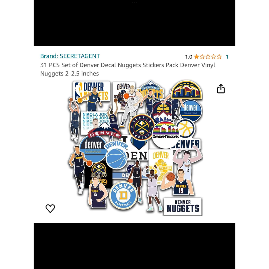 Denver Nugget Decal Sticker Pack 31pc 2-2.5"