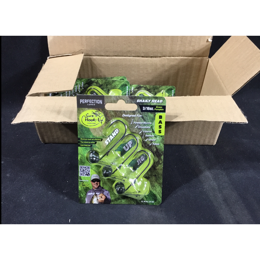 BUYING (6) Perfection Lures Shaky Head Stand Up Bass Jig - Green Pumpkin 3/16oz