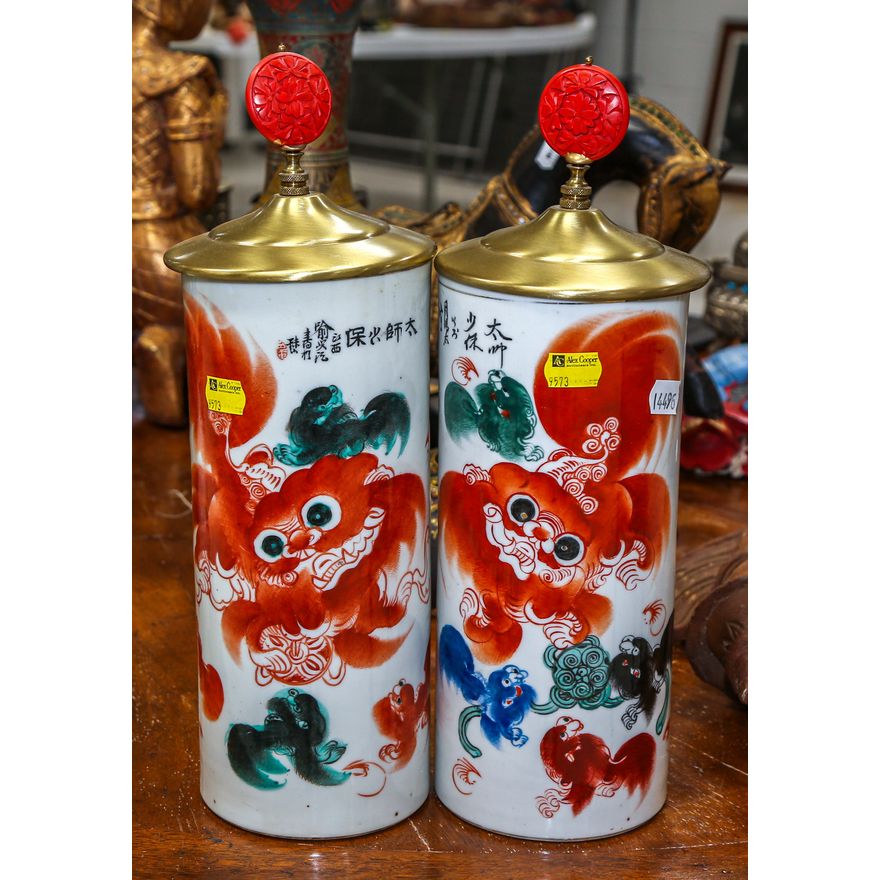 A Pair of Chinese Porcelain Hat Stands