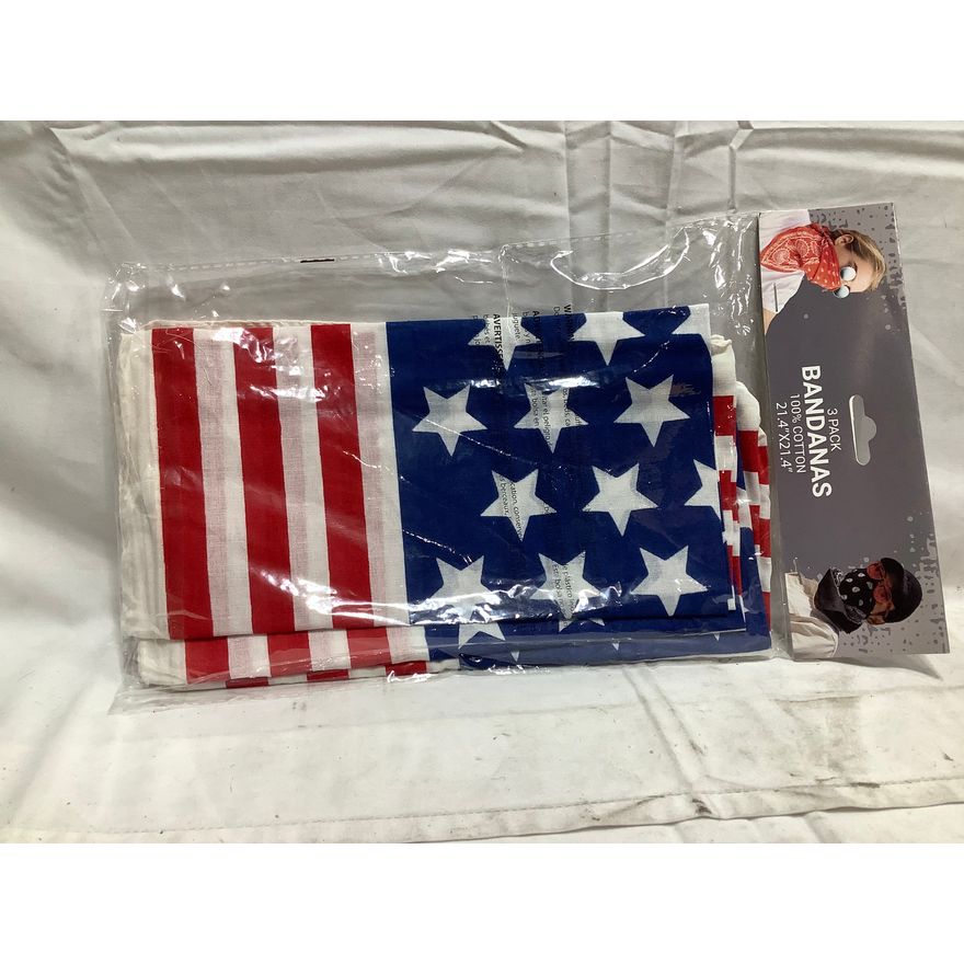 USA Flag 100% Cotton- 3-Pack Bandanas