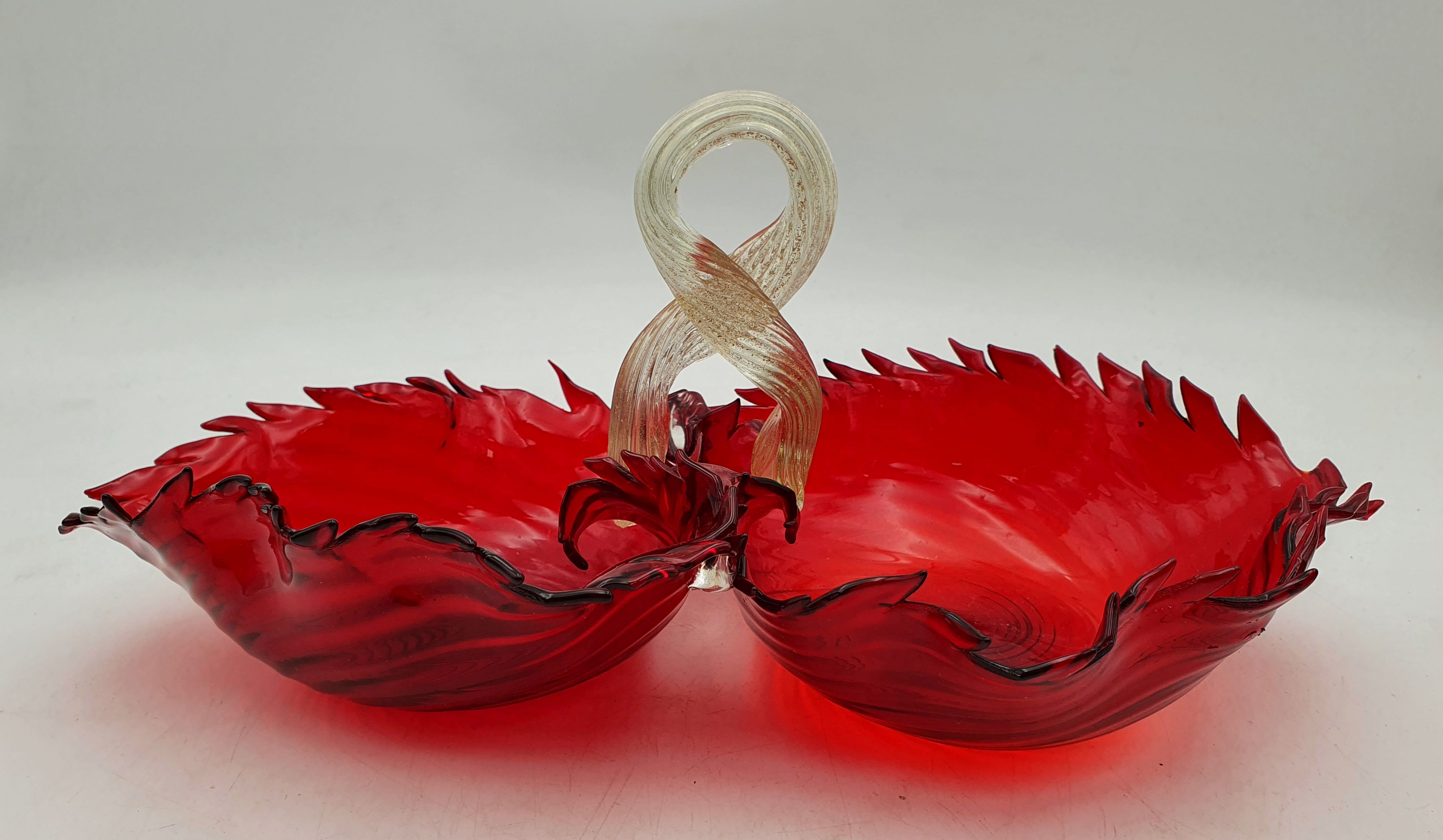 A Vintage Ruby Glass Sweets Dish