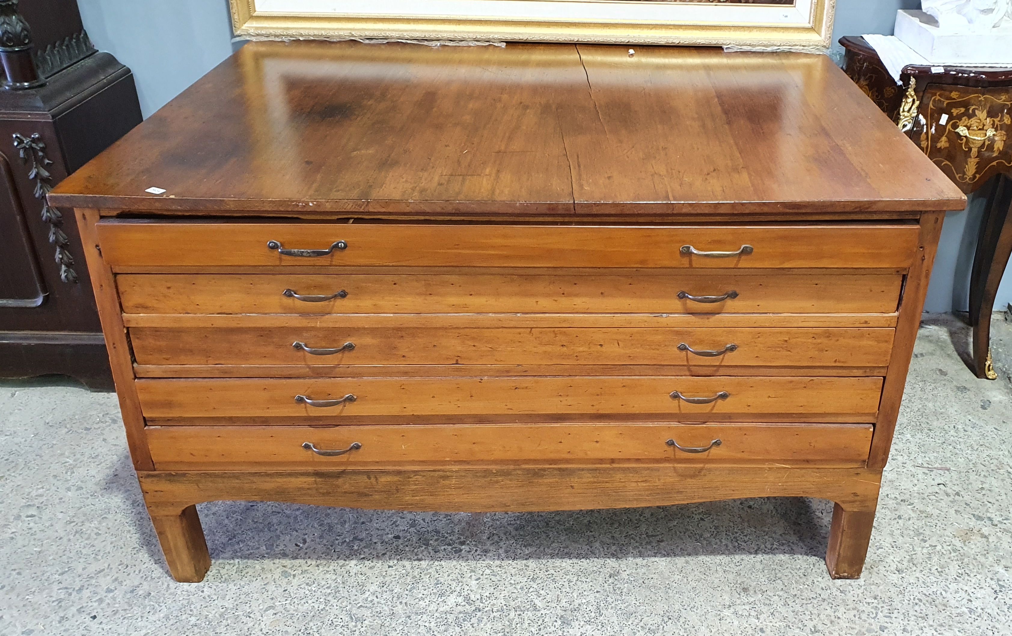 A Federation Pine Plans Cabinet Of Five Drawers