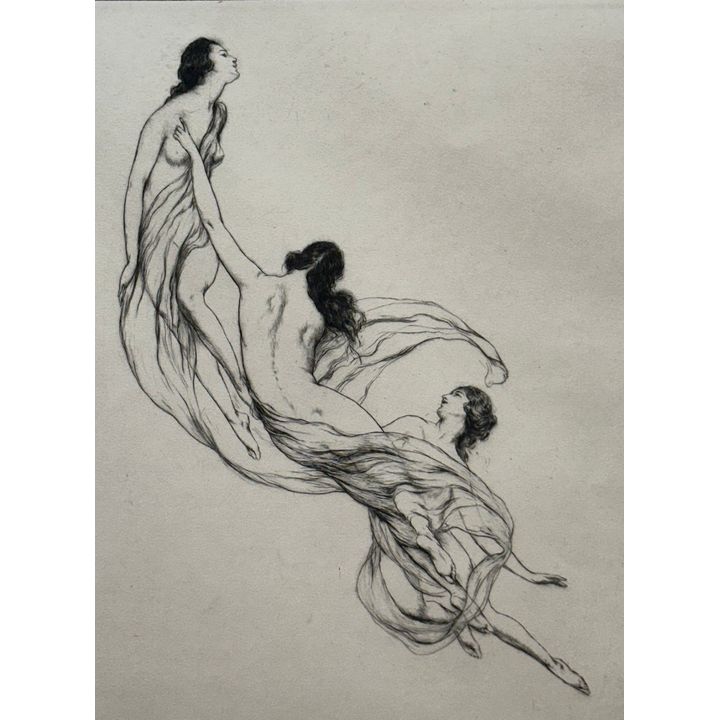 WARREN B. DAVIS(1865-1928, Brooklyn, NY) "Rising Mist" Drypoint Etching