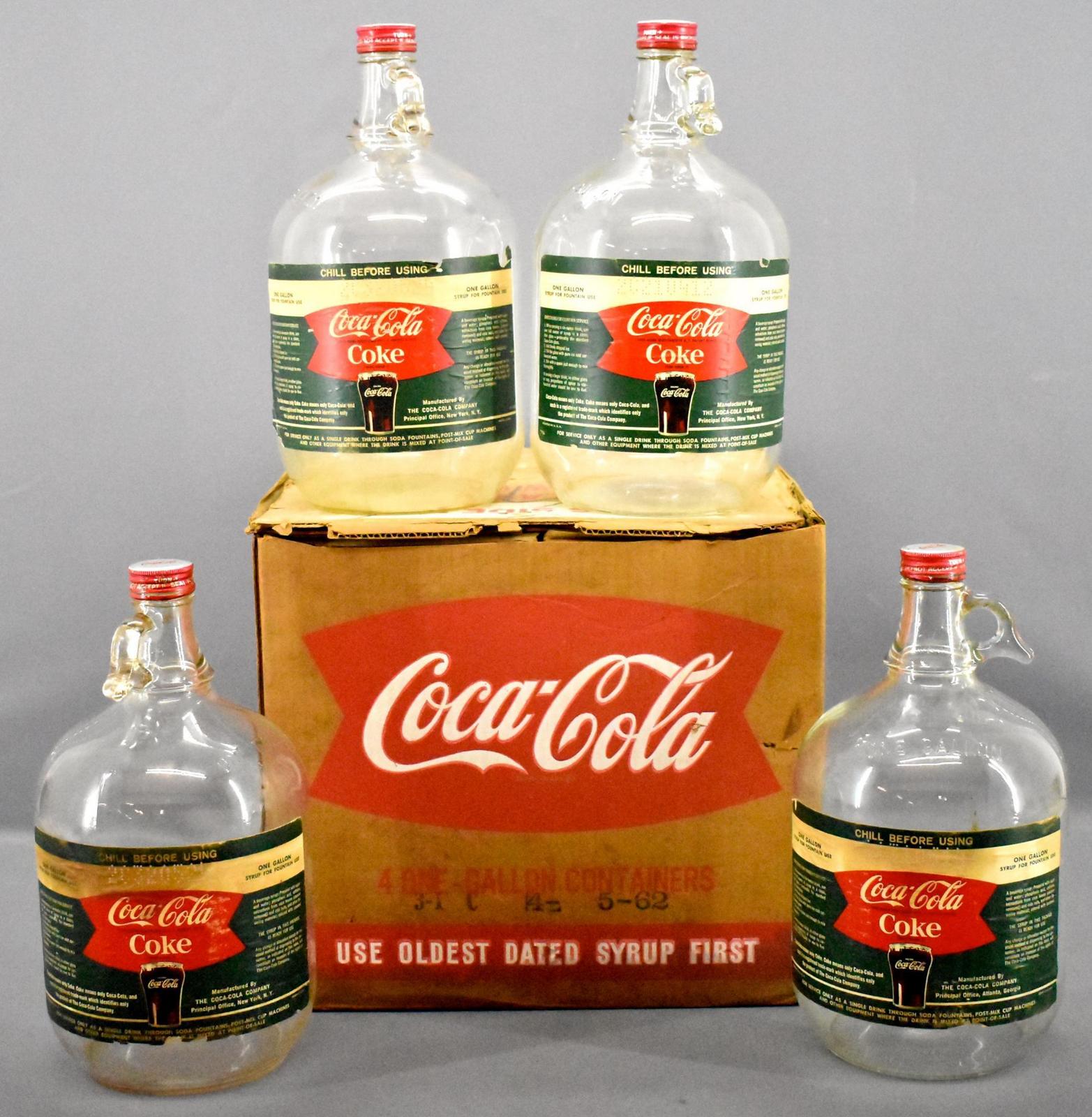 Vintage, 1-Gallon Coca Cola Coke Syrup Glass Jug Bottle, W/Cap