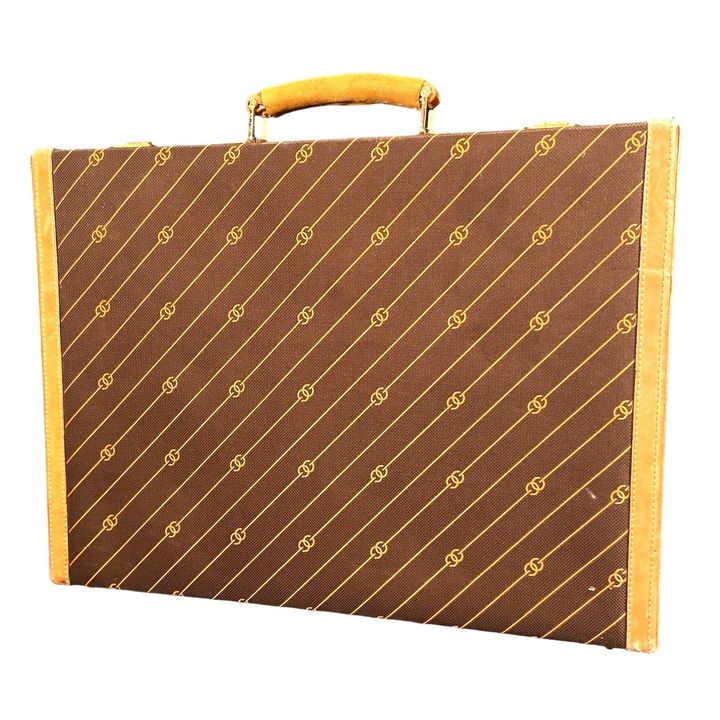 Vintage GUCCI Striped Monogram Briefcase, 1970s