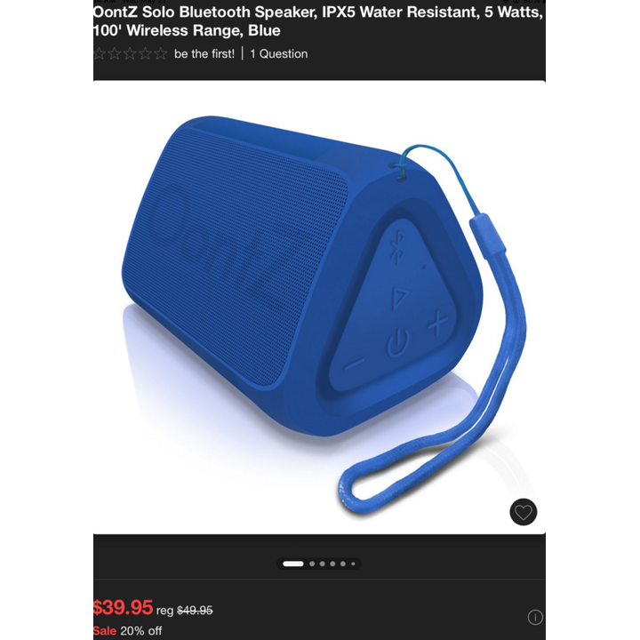 Oontz Solo Bluetooth Portable Speaker - Blue
