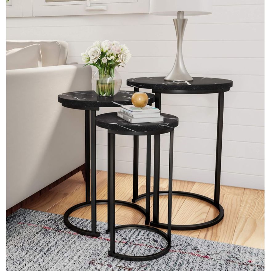 Lavish Home Set Of 3 Round Nesting Tables- 25'' x 17.75'', 22.5'' x 15.75'' & 20.25'' x 12''- In Box