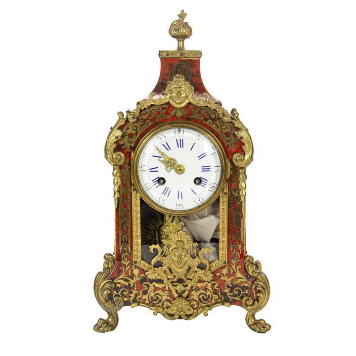 A diminutive Louis XVI style gilt bronze mounted boulle marquetry bracket clock, 19th century