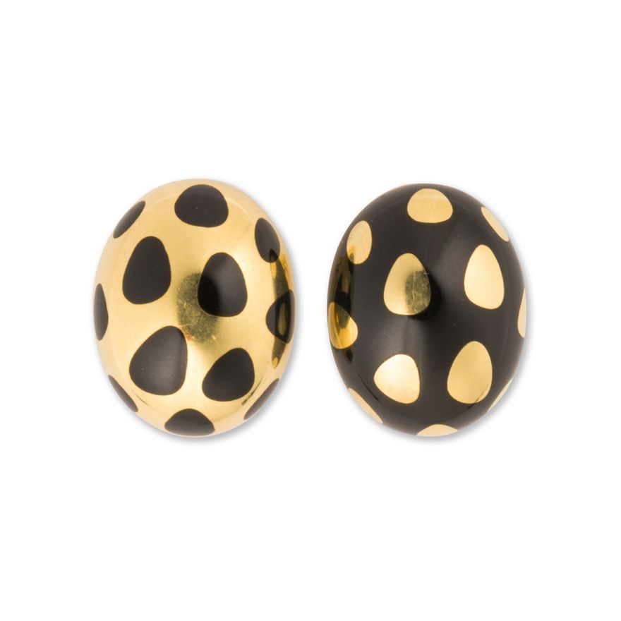 A pair of black jade and eighteen karat gold earrings, 'Positive/Negative', Angela Cummings, Tiffany & Co.