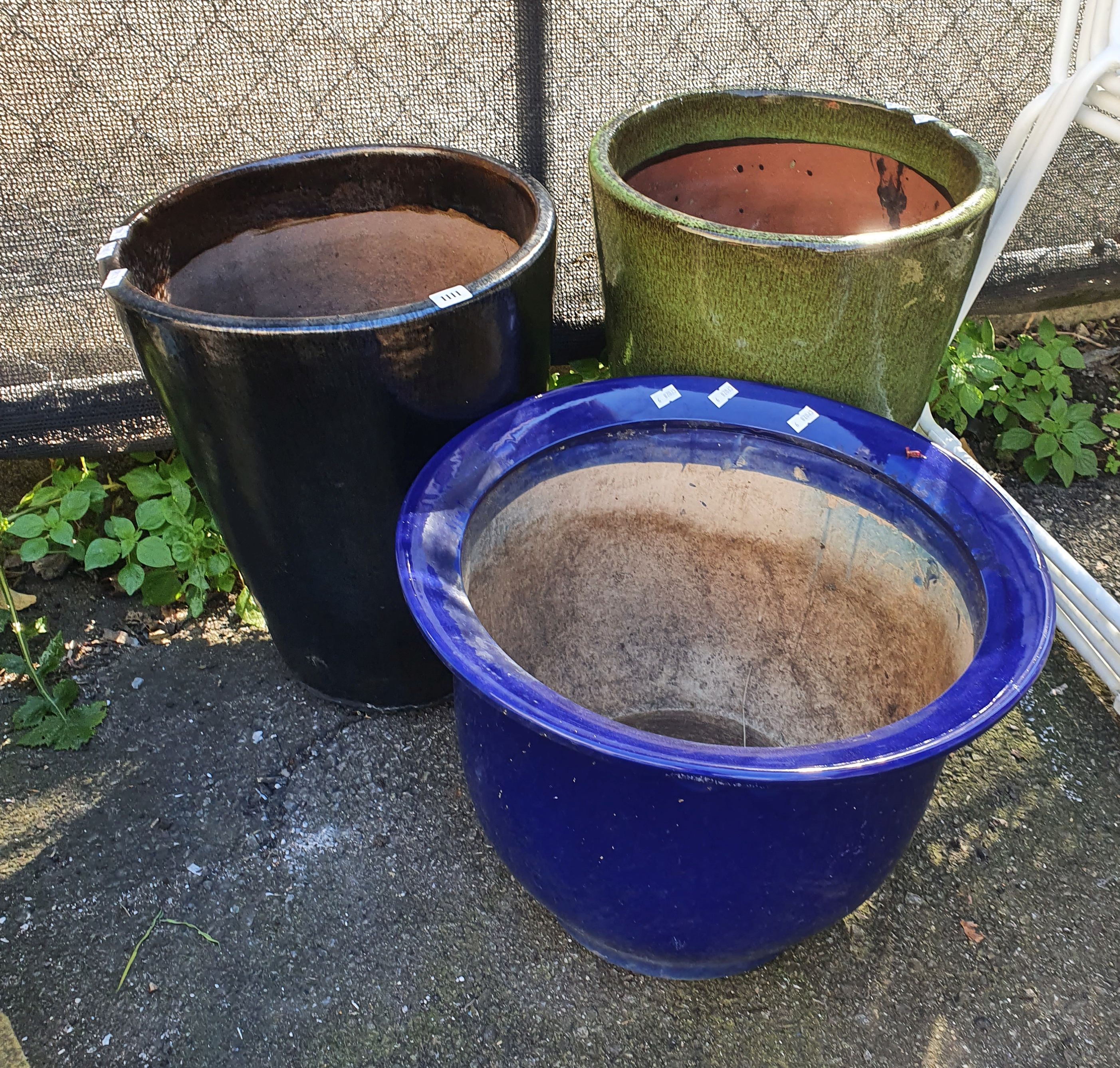 Three Various Glazed Pots