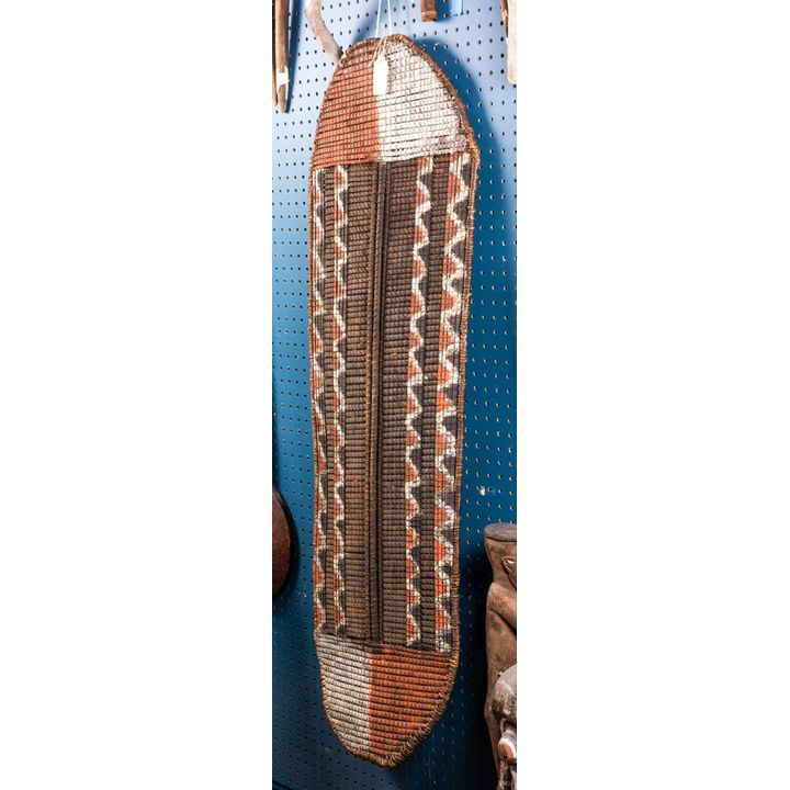 Azande war shield Congo. with paint decoration over natural fiber