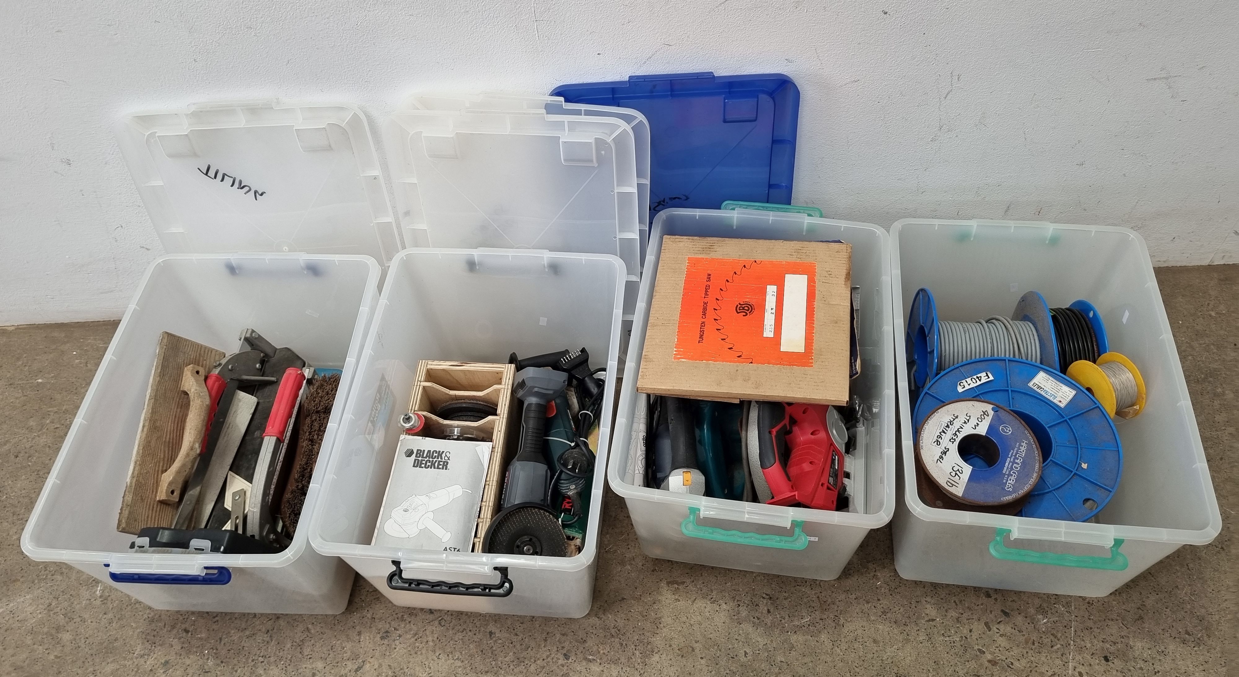Four Tubs Of Tools And Shed Contents